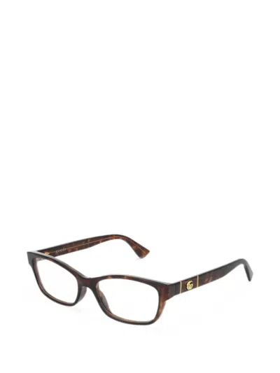 Gucci Double-g Tortoiseshell-effect Glasses In Brown