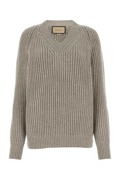 Gucci Dove Grey Wool Sweater In Warmgrey