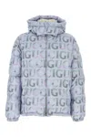 Gucci Printed Polyester Down Jacket In Blue