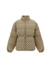 Gucci Gg Fabric Bomber Jacket In Camel/mix