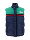 Gucci Multicolor Sleeveless Down Jacket With Logo Patch In Polyamide Man In Midnight Sky/mix
