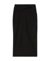 Gucci Draped Wool Midi Skirt In Black