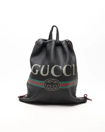 Gucci Drawstring Backpack In Black