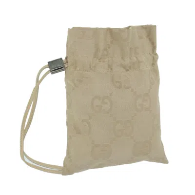 Gucci Drawstring Beige Canvas Clutch Bag ()