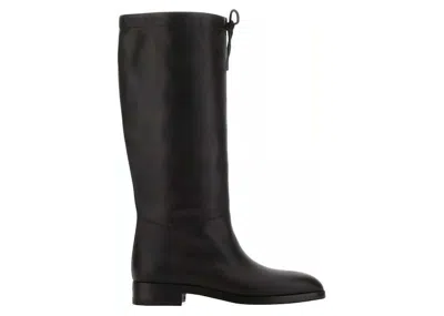 Pre-owned Gucci Drawstring Knee High Boots (women's) Sneakers In Black/beige