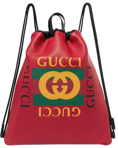 Pre-owned Gucci Drawstring Print Red Multicolor Backpack