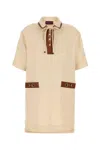 Gucci Linen Mini Dress Bow Detail In Neutral