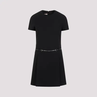 Gucci Silk And Wool Dress With Belt In Black