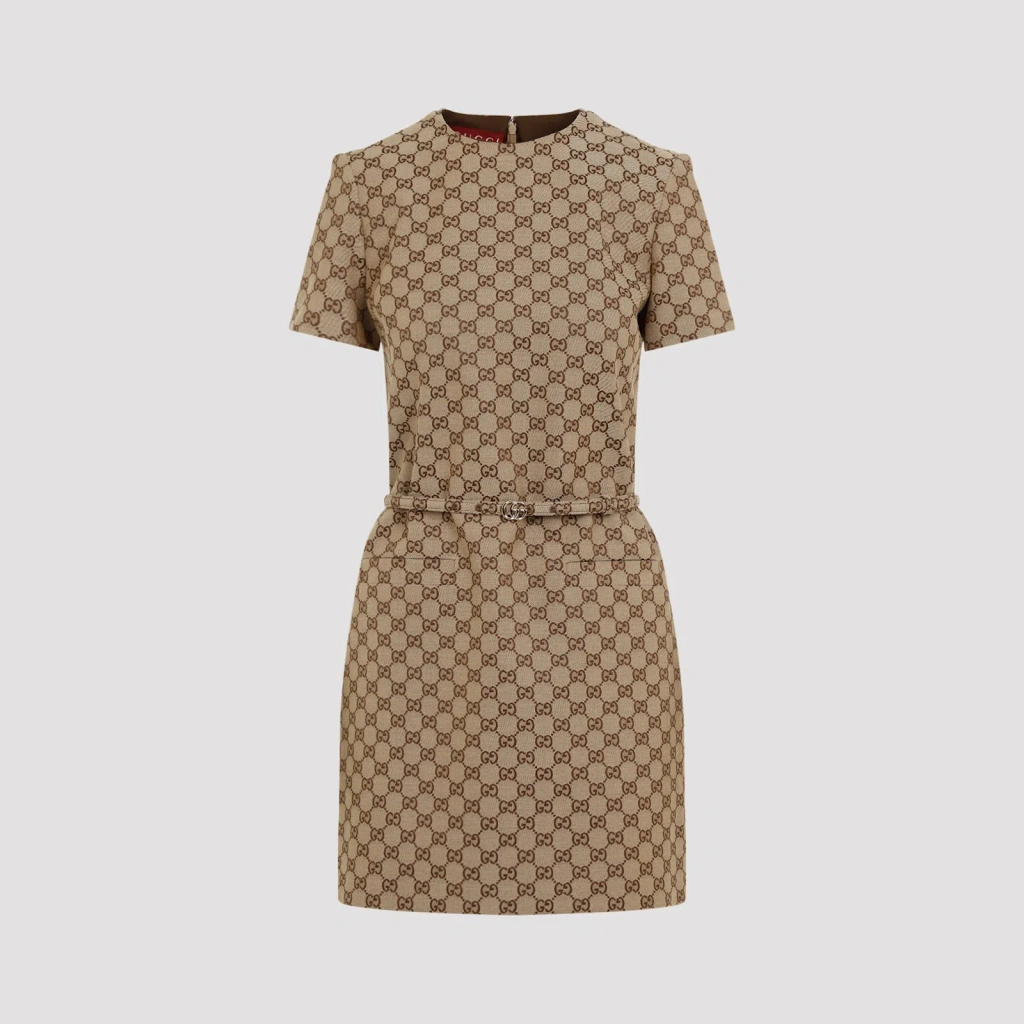 gucci dress brown Gucci Size 38 Lace Collar Dress Wool Brown