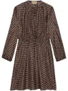 Gucci Interlocking G Chain-print Silk Dress In Black