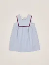 Gucci Embroidered Cotton Poplin Dress In Riga Bianco-celeste