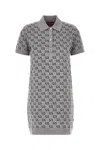 Gucci Women Gg Wool Dress With Ribbed Profiles In Gray