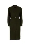 Gucci Shirt Dress With Belted Waist And Long Sleeves In Green