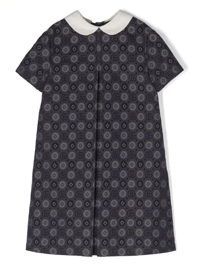 Gucci Dress Organic Gg Dots Jacuard In Blue