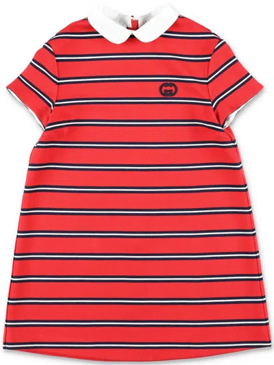 Gucci Kids'  Logo Jacquard Viscose Knit Mini Dress In Red
