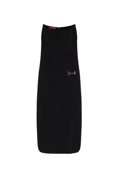 Gucci Horsebit Midi Dress In Black