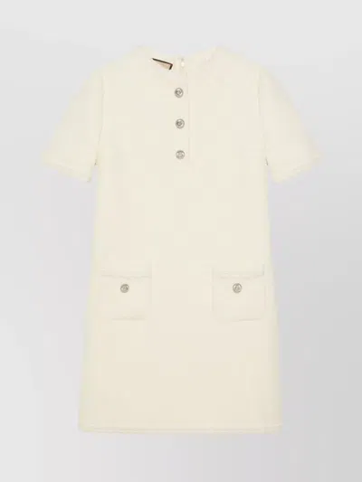 Gucci Dress Wool Tweed Embroidered Trim In Multicolor