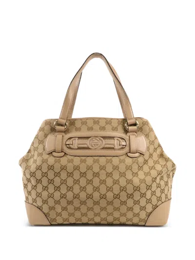 Pre-owned Gucci Dressage Tote Bag In Neutral