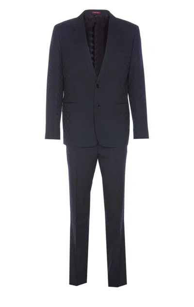 Gucci Logo Suit For Men In Navy