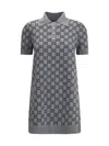 Gucci Gg Wool Dress With Ribbed Profiles In Gray