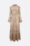 Gucci Paisley Patterned Cotton Shirt Dress With Lace Inserts In Pink+azure+mc
