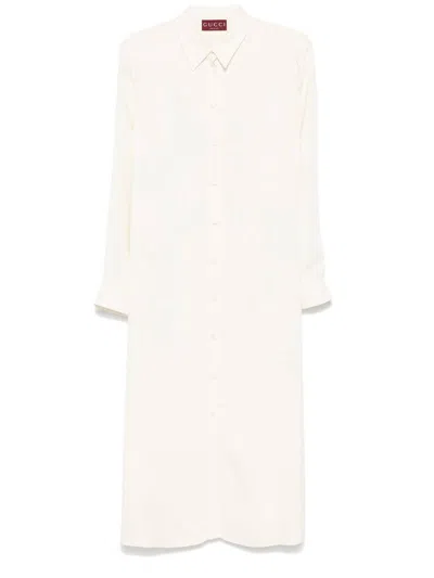 Gucci Waist Belted Midi Dress With Detachable Belt In White