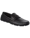 Gucci Pebbled Leather Driver Moccasins With Visible Stitching In Black