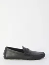 Gucci Pebbled Leather Driver Moccasins With Visible Stitching In Gray