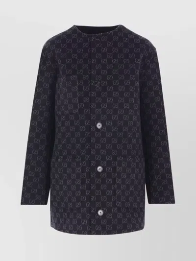 Gucci Dual Sided Wool And Silk Outerwear In Blue