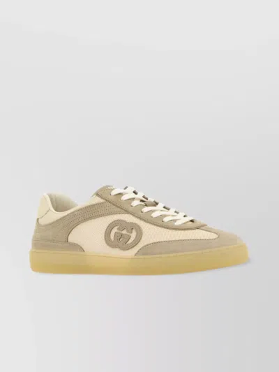 Gucci Dual-tone Mesh And Suede Sneakers In White