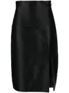 Gucci Duchesse Silk Side-slit Skirt In Black
