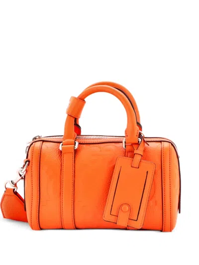 Pre-owned Gucci Duffle Bag Jumbo Gg Embossed Leather Mini Travel Bag In Orange