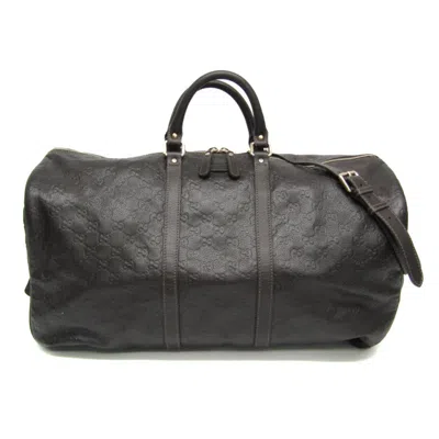 Pre-owned Gucci Duffle Brown Leather Travel Bag ()