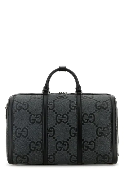 Gucci Borsa Da Viaggio In Pelle Jumbo Gg Uomo In Grey