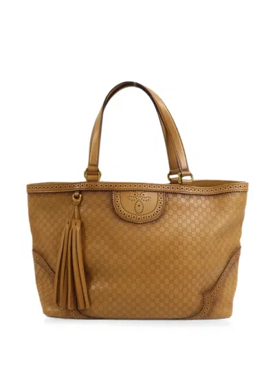 Pre-owned Gucci Duilio Microssima Tote Bag In Brown