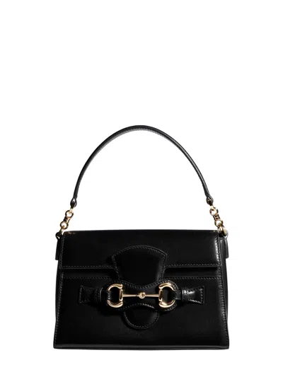 Gucci Duomo Mini Handbag In Glossy Soft-grain Leather With Horsebit Detail In Black