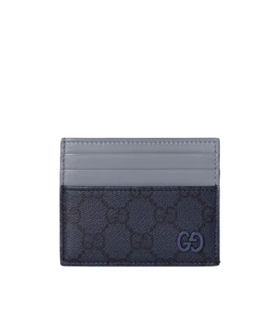 Gucci Dusty Blue Trim Gg Card Case