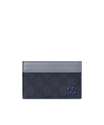 Gucci Dusty Blue Trim Gg Card Case