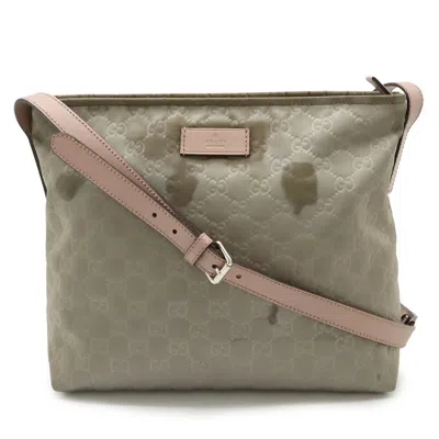 Pre-owned Gucci Dusty Pink Gray Nylon Leather Shoulder Bag ()