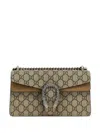 Gucci Dionysus Super Mini Printed Coated-canvas And Suede Shoulder Bag In Neutral