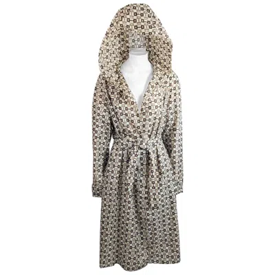 Pre-owned Gucci Early  Horse Bit Logo Printed Raincoat In Gray