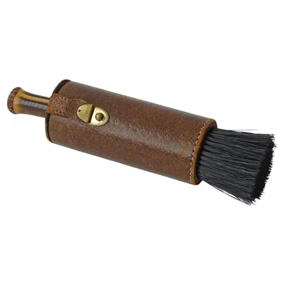 Pre-owned Gucci Early  Leather And Bamboo Shoe Polish Case With Brush, Italy 1950s In Black