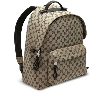 Gucci Ebony Gg Canvas Backpack With Zip Closure