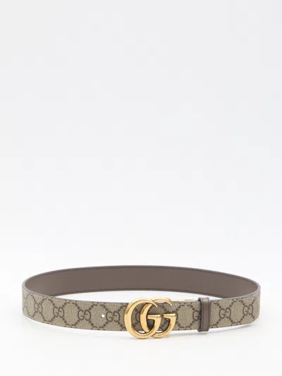 Gucci Ebony Gg Supreme 30 Textile Belt In Brown