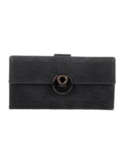 Pre-owned Gucci Eclipse Gg Canvas Continental Wallet In Black
