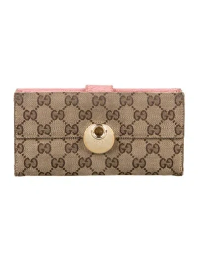 Pre-owned Gucci Eclipse Gg Canvas Continental Wallet In Neutral
