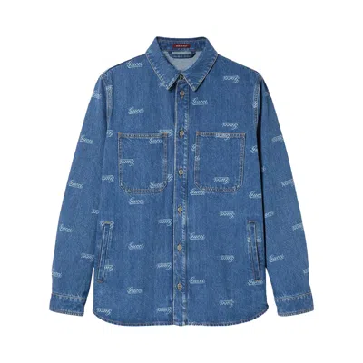 Pre-owned Gucci Eco Lasered Denim Shirt 'light Blue' | Men's Size 50