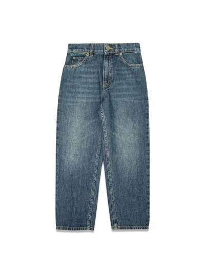 Gucci Eco Washed Denim Mini Trousers For Kids In Blue
