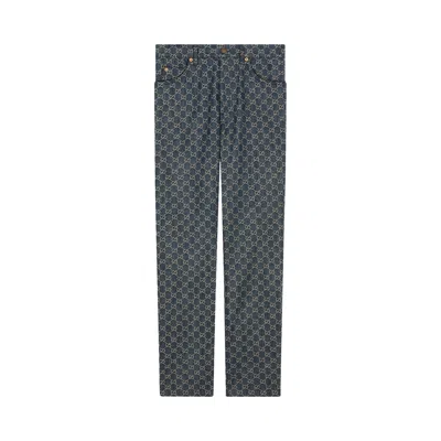 Pre-owned Gucci Eco Washed Gg Denim Pant 'dark Blue/ivory' | Men's Size 30