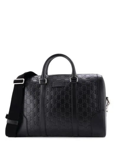 Pre-owned Gucci Eden Briefcase Ssima Leather Medium Business Bag In Black